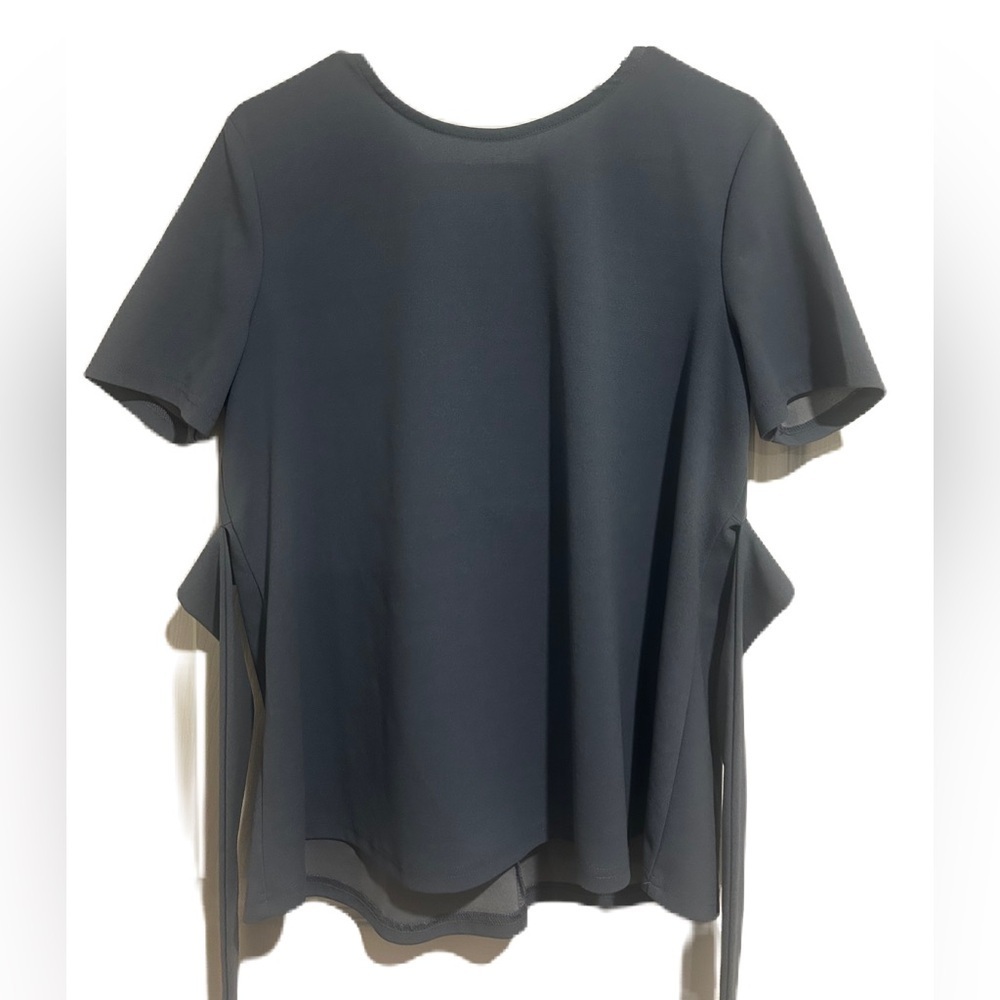SHEIN Women’s Charcoal Blue Blouse Top Attached Belt Sz. L